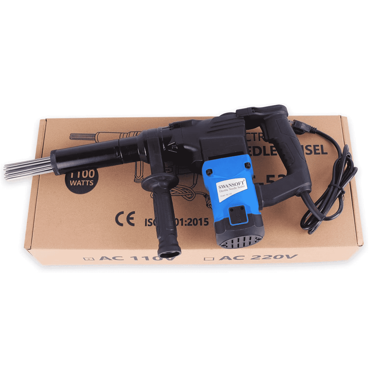 SWANSOFT Electric Needle Scaler, 1100W High-Power Pistol Grip Needle Scaler, Industrial Grade Needle Scaler for Removal of Rust, Weld Slag and Paint