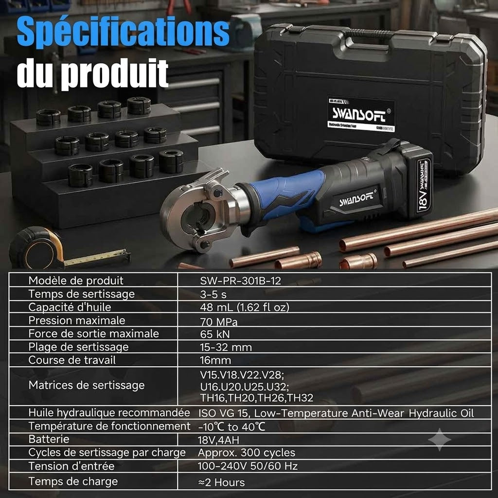 Hydraulic Maltilayer Crimping Tool, V+U+TH Complete Kit, Battery Multilayer Pliers|SW-301B