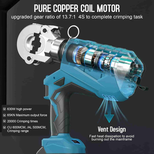 SWANSOFT ELECTRIC HYDRAULIC TOOLS Rechargeable Hydraulic Crimper Wire and Cable Lug Crimping Tool Kit (300A)