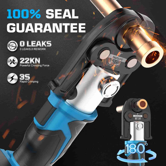 SWANSOFT Pro Press Copper Crimper Propress Tool, 18V Electric Hydraulic Copper Crimper Tool for 1/2" to 1" Pipe Crimping, Cordless Press Tool Kit with 3 ProPress Jaws,4000mAh Battery x2, Fast Charger