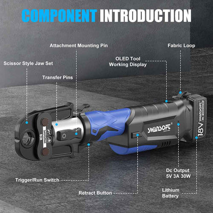 Outil de presse hydraulique pour tuyaux robuste, outil de sertissage de tuyaux à batterie 32KN, type contour V/M|SW-20032-V4