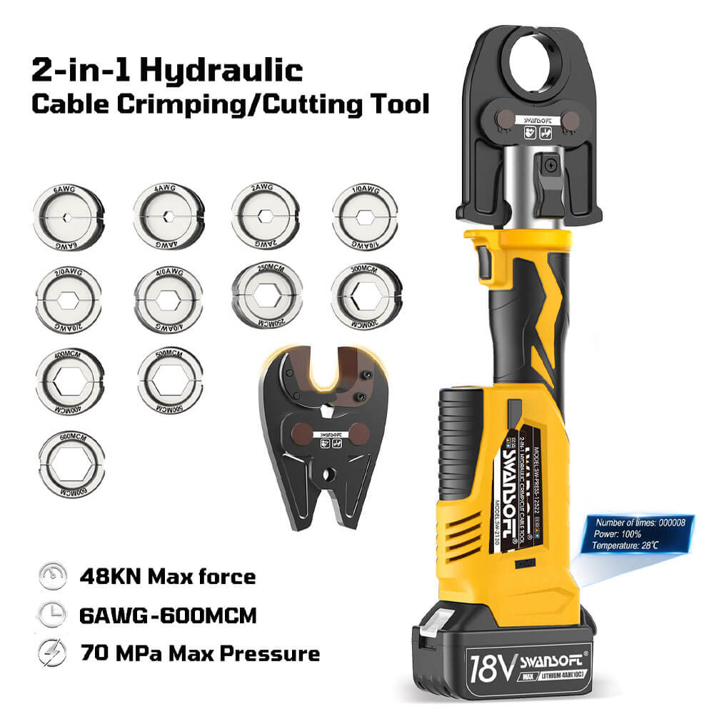 2-in-1 Hydraulic Electric Cable Crimping/Cutting Tool SW-2130