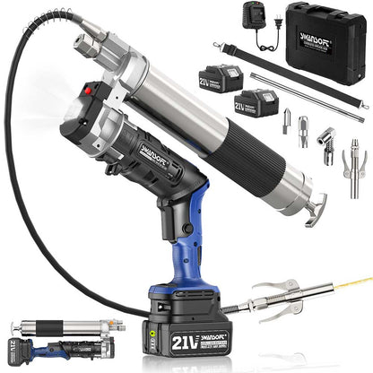 SWANSOFT Electric Grease Gun Kit - Battery Grease Gun with 2* 4.0AH Batteries 90° Swivel Coupler, 2-in-1 Cordless Grease Gun High-Efficiency 7oz/min 12,000 PSI, Efficient for Truck, Construction, Farm