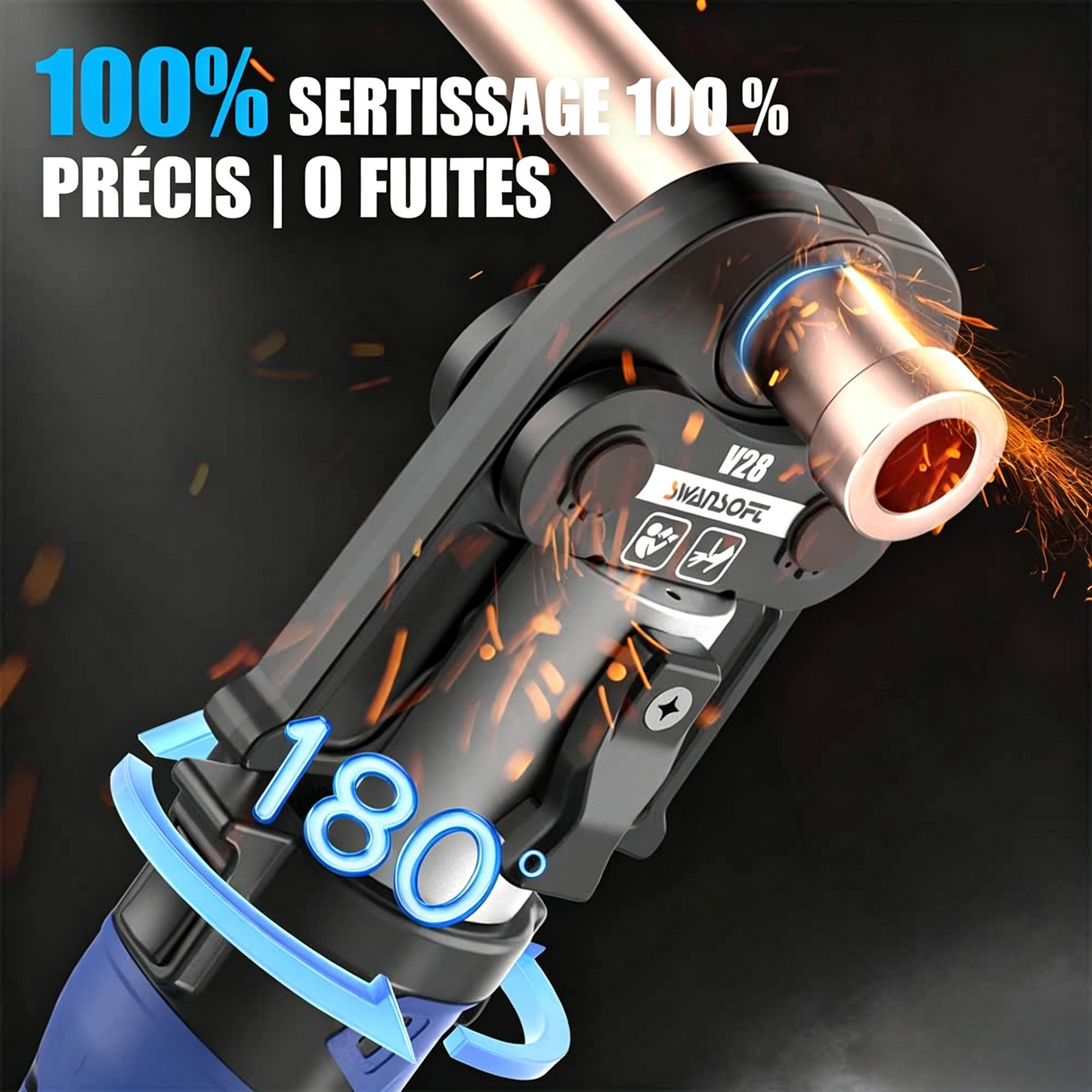 Heavy-Duty Hydraulic Pipe Press Tool, 32KN Battery Pipe Crimping Tool, V/M Contour Type|SW-20032-V4