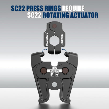 SWANSOFT SC22 Copper Press Rings Kit with 4Pcs Press Rings 1/2" To 1-1/4", 1Pcs SC22 Rotating 180° Adaptors Compatible with 22-24kN Compact Propress Tools with Case