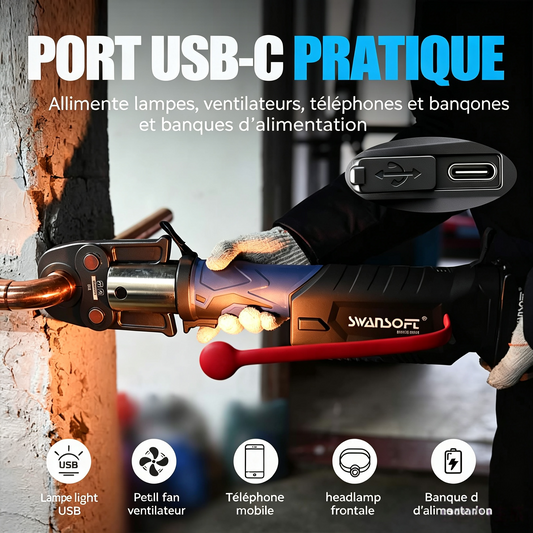 Heavy-Duty Hydraulic Pipe Press Tool, 32KN Battery Pipe Crimping Tool, V/M Contour Type|SW-20032-V4