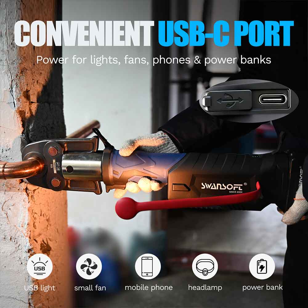 Heavy-Duty Hydraulic Pipe Press Tool, 32KN Battery Pipe Crimping Tool, V/M Contour Type|SW-20032-V4