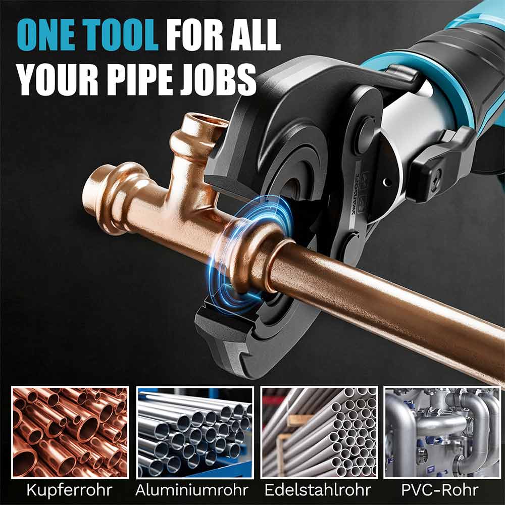 Multilayer Pipe Press Tool with Interchangeable Dies | Quick-Change U, TH, V Profiles 206B