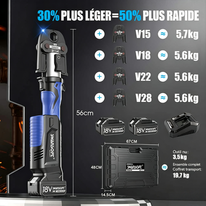 Heavy-Duty Hydraulic Pipe Press Tool, 32KN Battery Pipe Crimping Tool, V/M Contour Type|SW-20032-V4