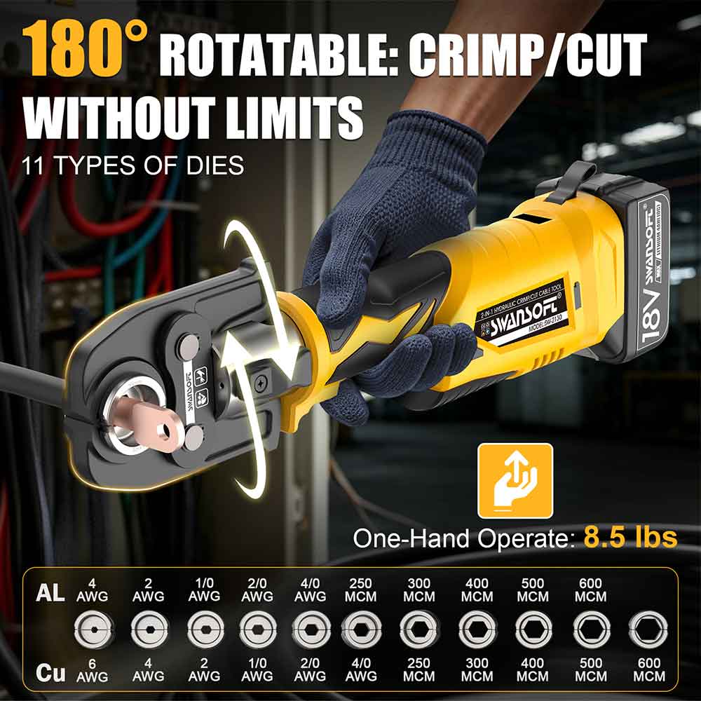 2-in-1 Hydraulic Electric Cable Crimping/Cutting Tool SW-2130