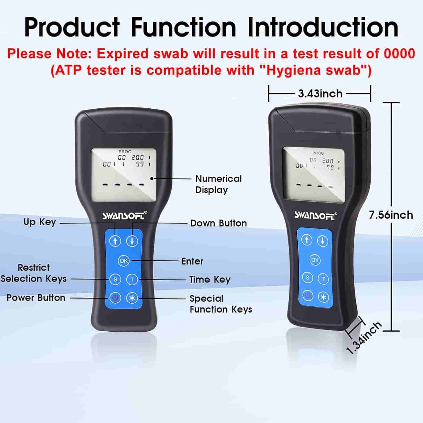 Portable ATP Fluorescence Detector, Handheld Surface Cleanliness Tester, ATP Rapid Detector (Swab Not Included)
