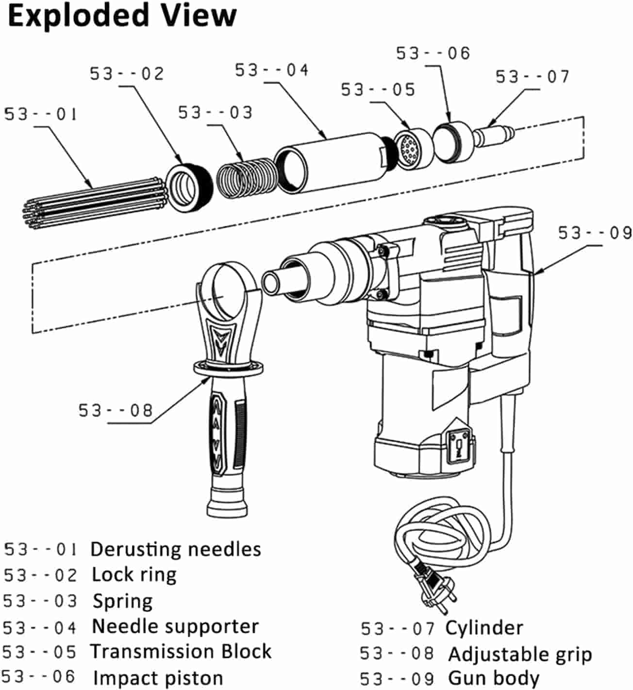 SWANSOFT Electric Needle Scaler, 1100W High-Power Pistol Grip Needle Scaler, Industrial Grade Needle Scaler for Removal of Rust, Weld Slag and Paint