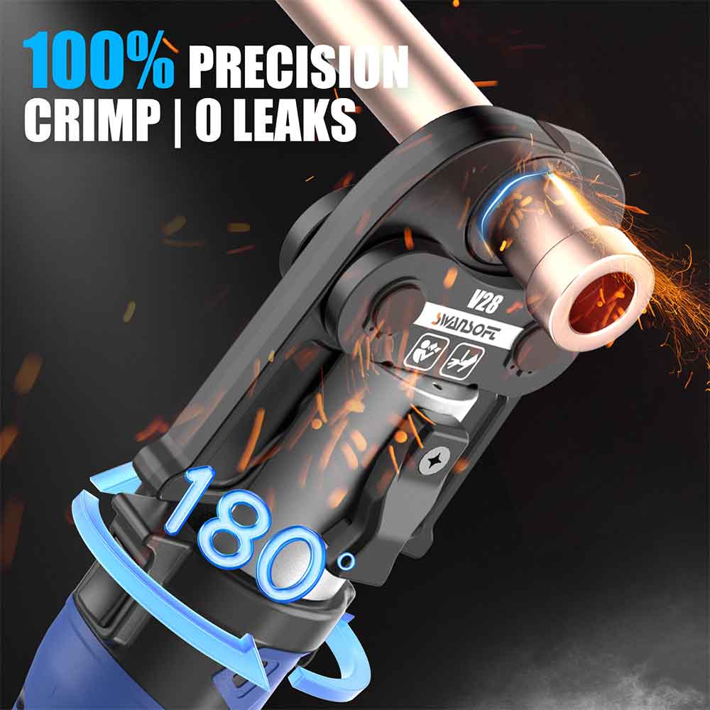 Heavy-Duty Hydraulic Pipe Press Tool, 32KN Battery Pipe Crimping Tool, V/M Contour Type|SW-20032-V4