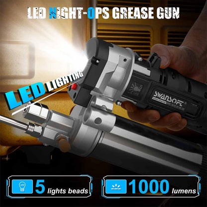 SWANSOFT Electric Grease Gun Kit - Battery Grease Gun with 2* 4.0AH Batteries 90° Swivel Coupler, 2-in-1 Cordless Grease Gun High-Efficiency 7oz/min 12,000 PSI, Efficient for Truck, Construction, Farm