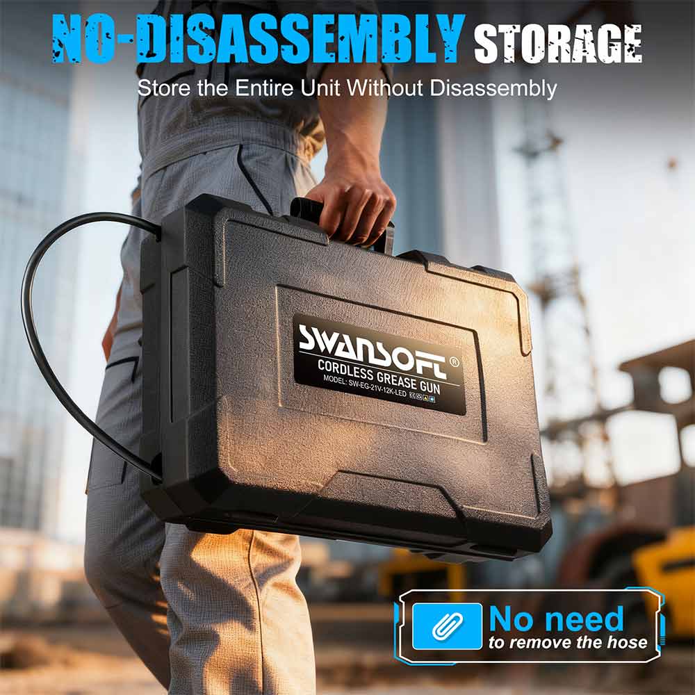 SWANSOFT Electric Grease Gun Kit - Battery Grease Gun with 2* 4.0AH Batteries 90° Swivel Coupler, 2-in-1 Cordless Grease Gun High-Efficiency 7oz/min 12,000 PSI, Efficient for Truck, Construction, Farm