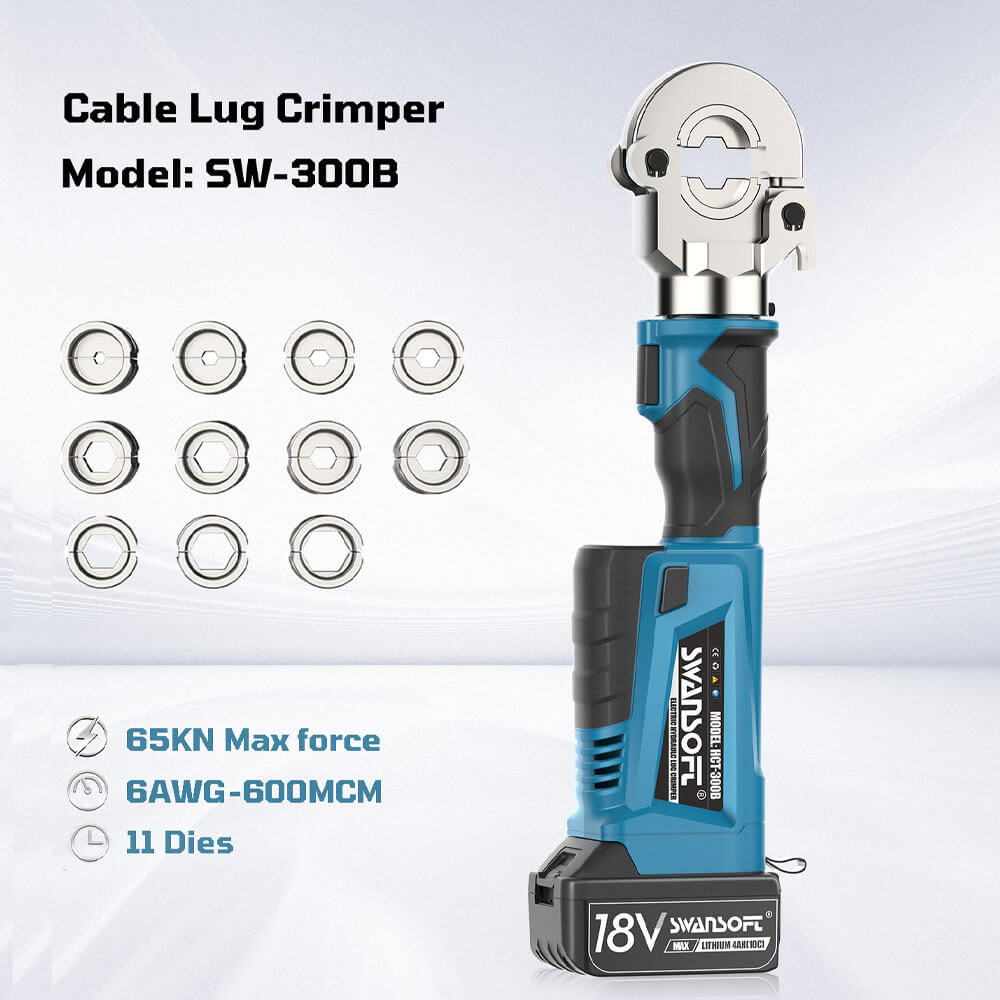 Cable lug crimper with model number SW-300B on a white background