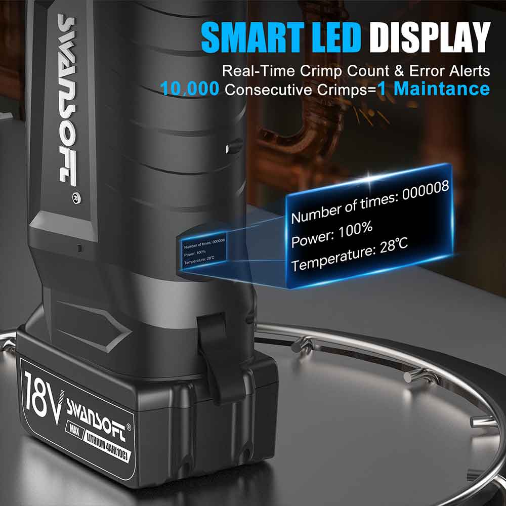 Propress Tool, Copper Pipe Crimping Tool with 18V 4Ah Battery Pro Press Copper Crimper Tool with 4 US Standard Jaws 1/2", 3/4'', 1", 1-1/4", Electric Hydraulic Plumbing Crimping Tool