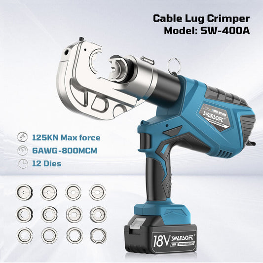 Cable lug crimper with specifications on a white background