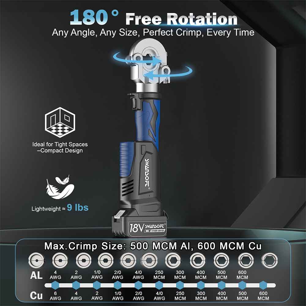 Welder tool with 180-degree free rotation feature on a black background