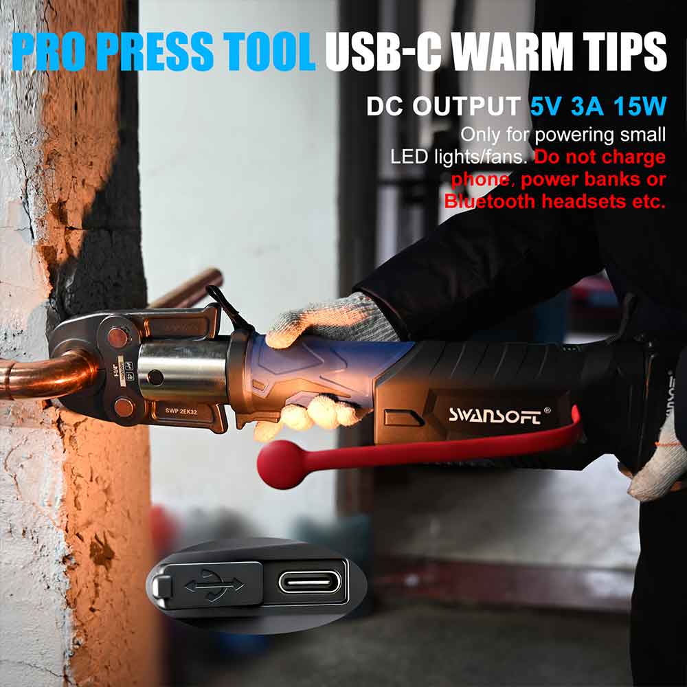 Propress Tool, Copper Pipe Crimping Tool with 18V 4Ah Battery Pro Press Copper Crimper Tool with 4 US Standard Jaws 1/2", 3/4'', 1", 1-1/4", Electric Hydraulic Plumbing Crimping Tool