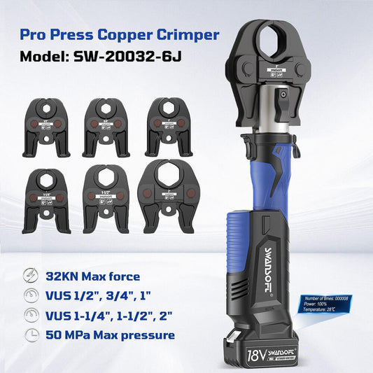 Pro Press Copper Crimper with tool heads on a white background