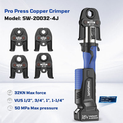 Pro Press Copper Crimper with interchangeable dies on a white background