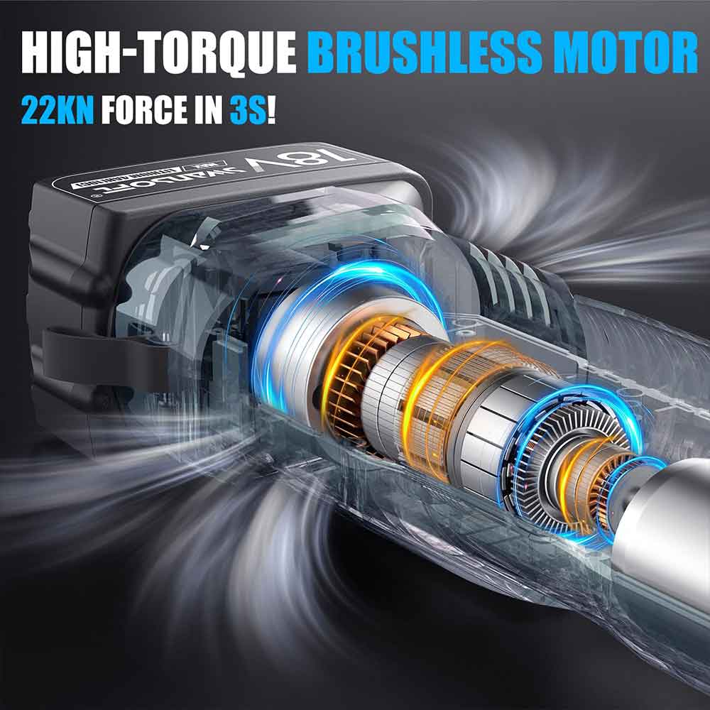 High-torque brushless motor with detailed design and force display on a dark background
