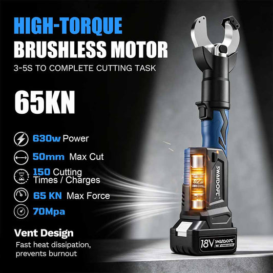 6T Battery-Powered Hydraulic Wire Cutter for Copper, Aluminum & Armored Cables (2' Max)