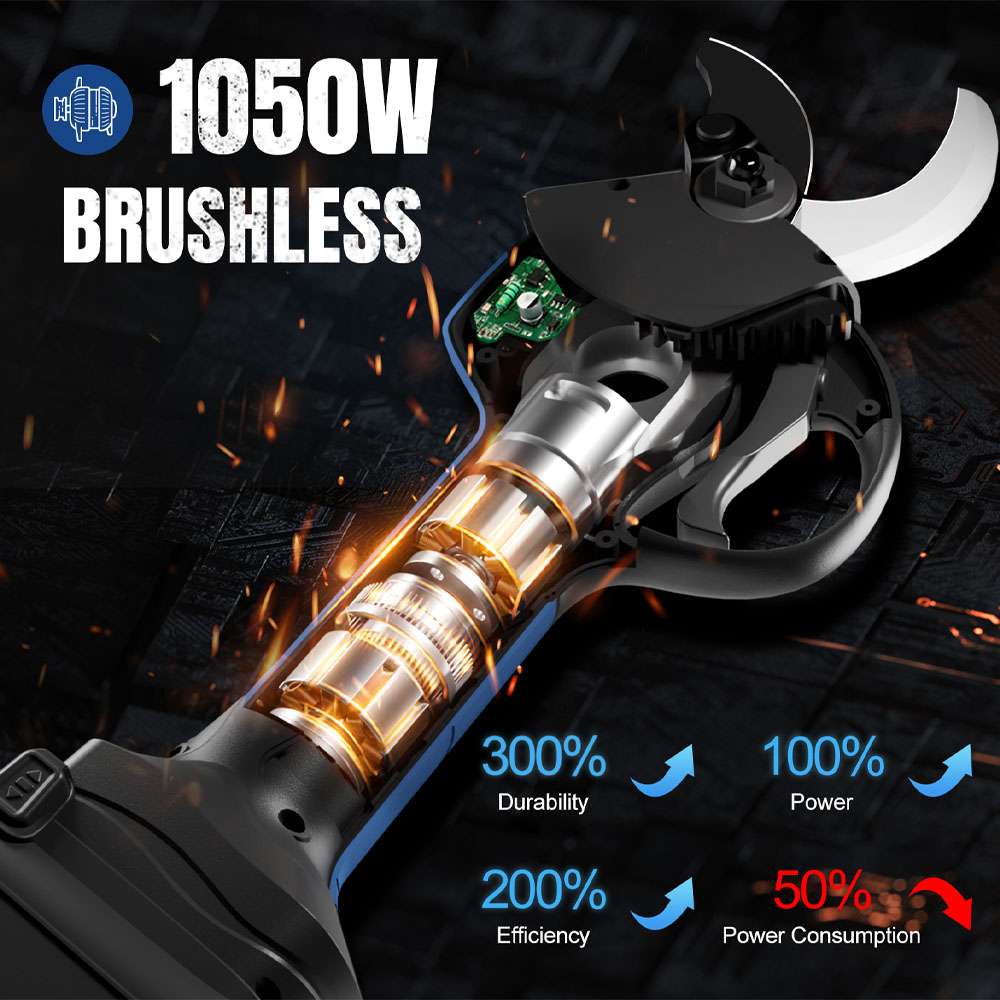 Electric Pruning Shears, 1.5 inch Cordless Electric Pruners Shears Battery Powered, 1050W Tree Branch Pruner 8605Pro