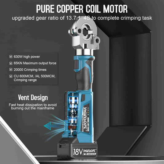 Electric Hydraulic Wire Crimping Tools with 11 Standard Dies, Battery Cable Lug Crimper Tool Kit|SW-300B