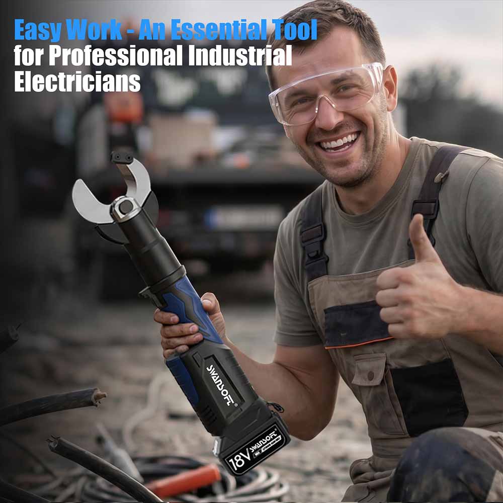 6T Battery-Powered Hydraulic Wire Cutter for Copper, Aluminum & Armored Cables (2' Max)
