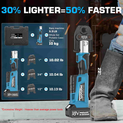 Pro Press Copper Crimper Propress Tool, 18V Electric Hydraulic Copper Crimper Tool for 1/2" to 1" Pipe Crimping, Cordless Press Tool Kit with 3 ProPress Jaws 1525