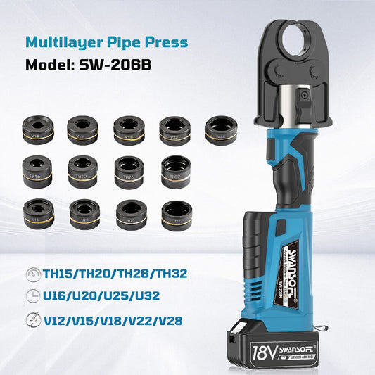 Multilayer Pipe Press Tool with Interchangeable Dies | Quick-Change U, TH, V Profiles 206B